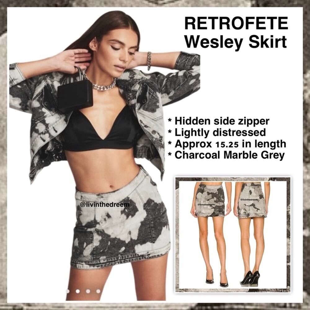 RETROFETE Wesley Skirt Charcoal - Marble Grey SZ M $195